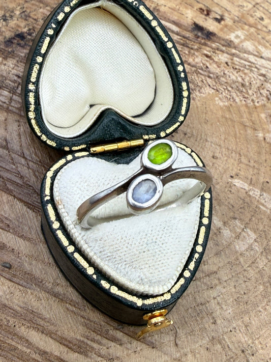 Vintage Sterling Silver Toi et Moi Ring