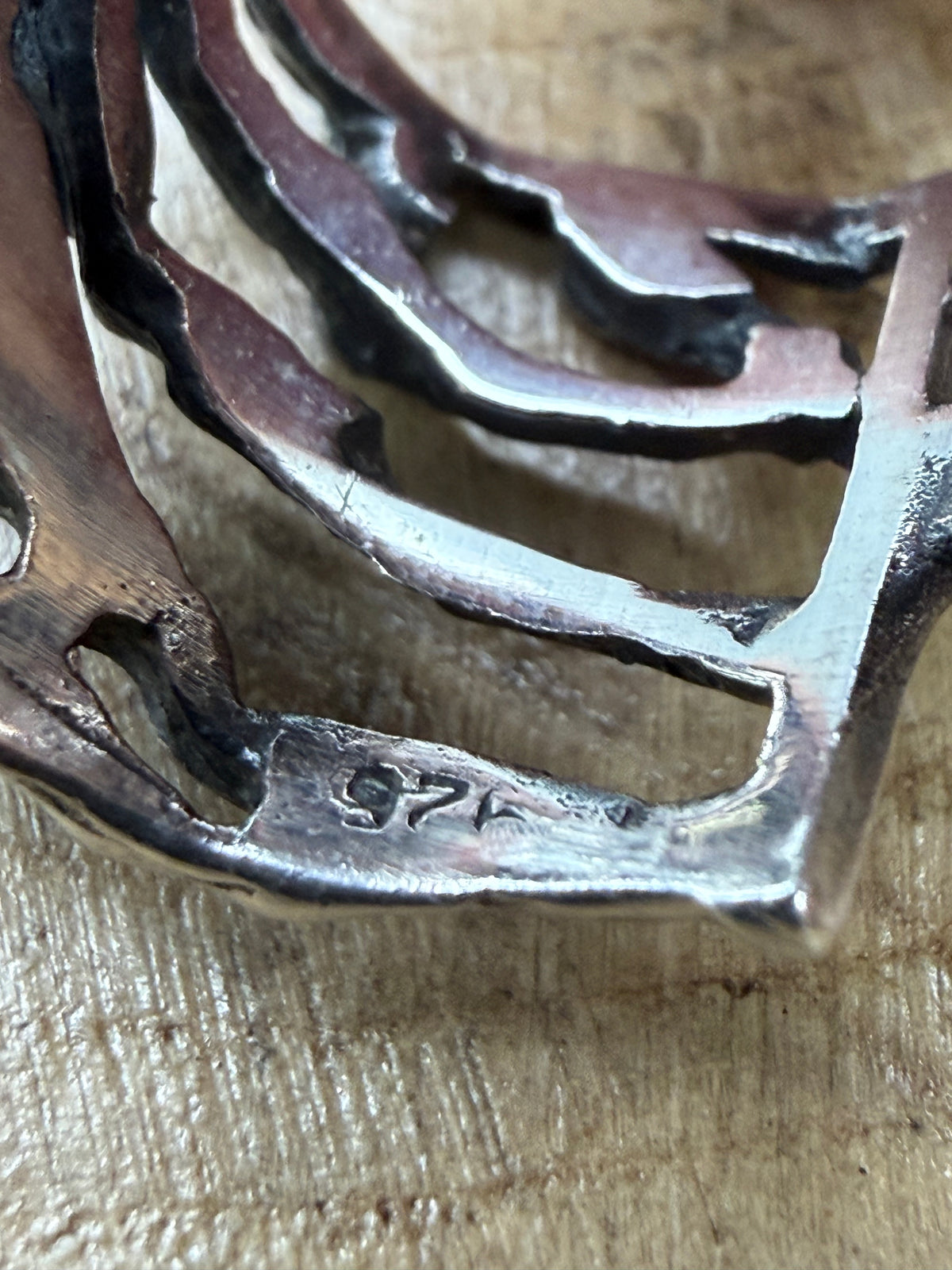Vintage Sterling Silver Organic Twig Ring, Peridot & Morganite