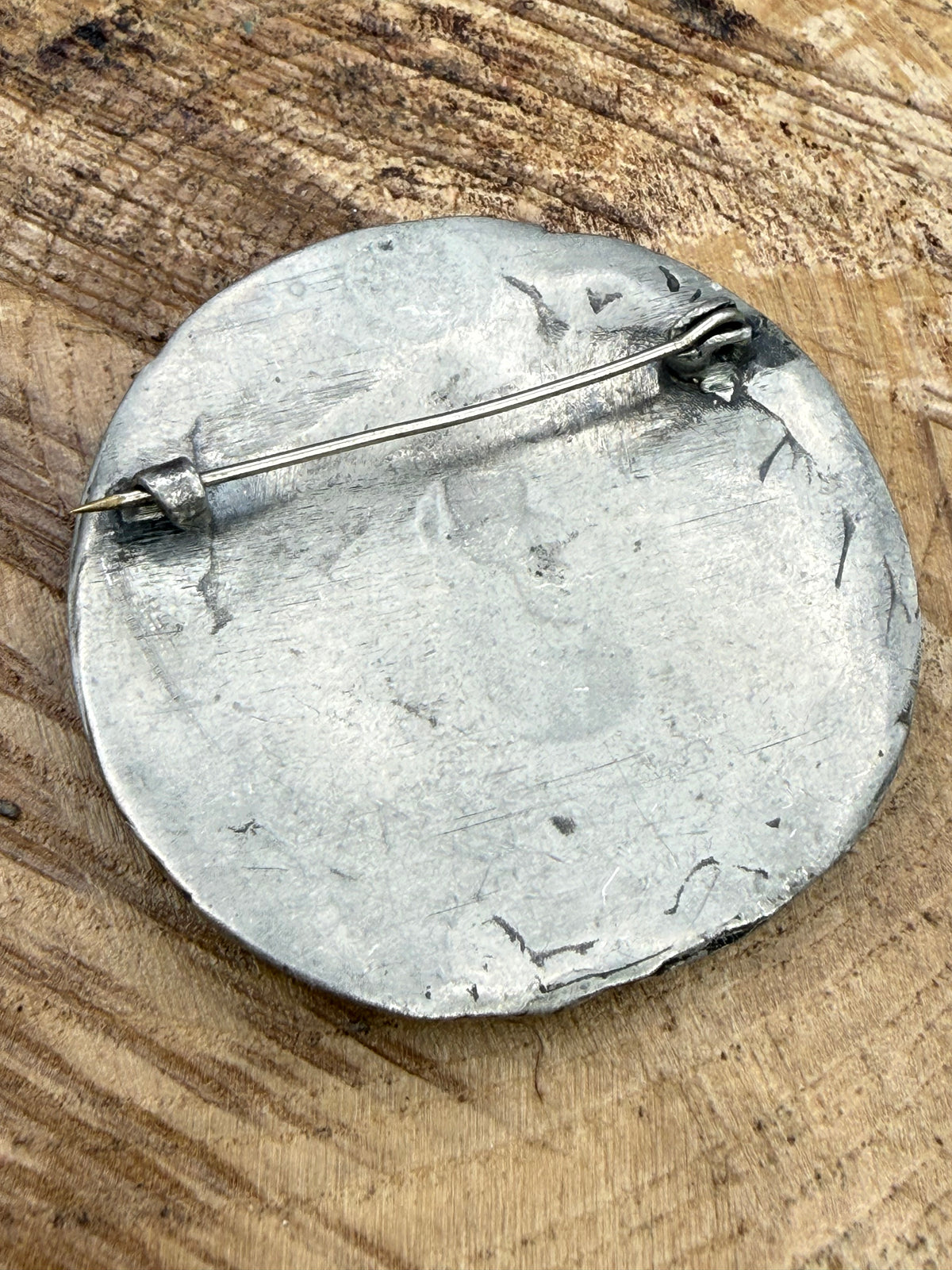 Vintage Flemish Tavern Scene Brooch, Dutch Pewter