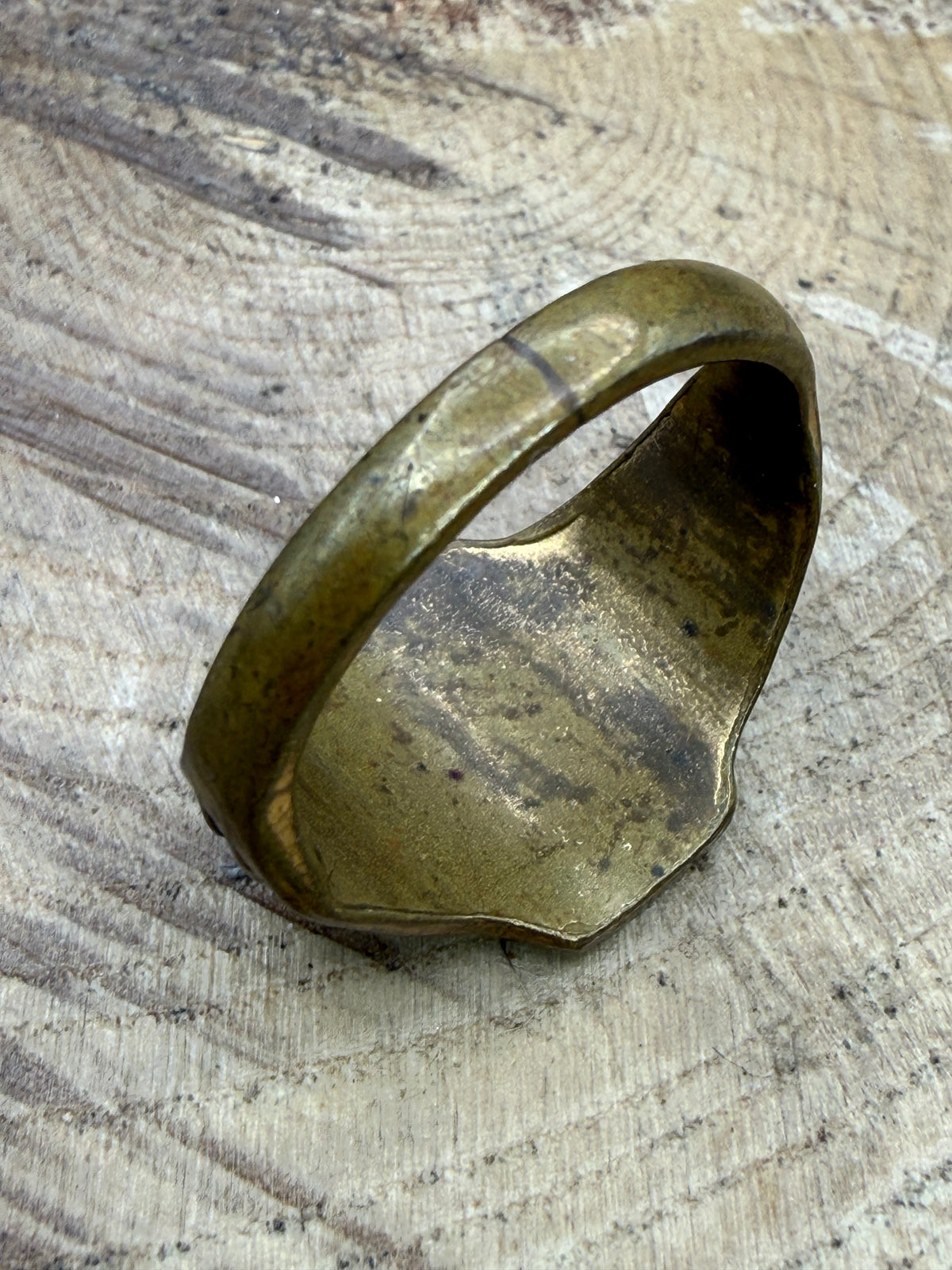 Vintage Art Deco Brass Signet Ring - Size W