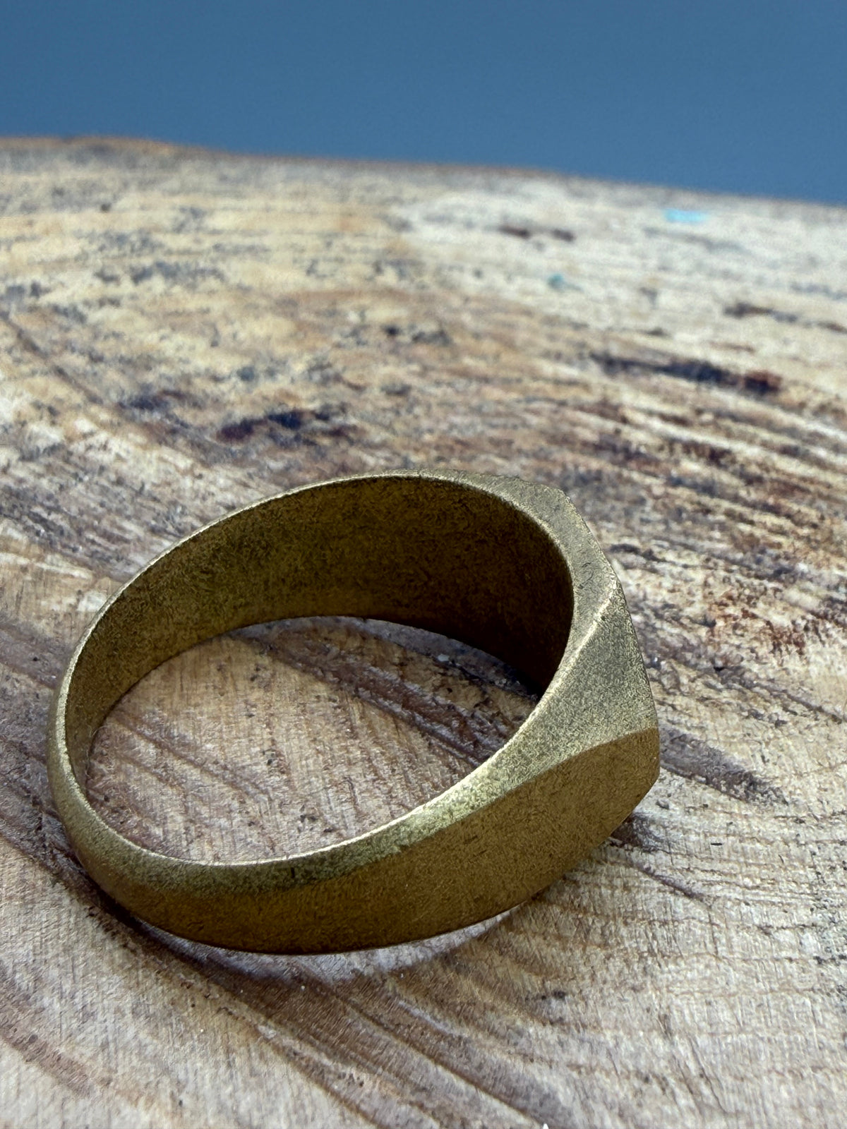 Antique Brass Monogram Signet Ring - Size Z