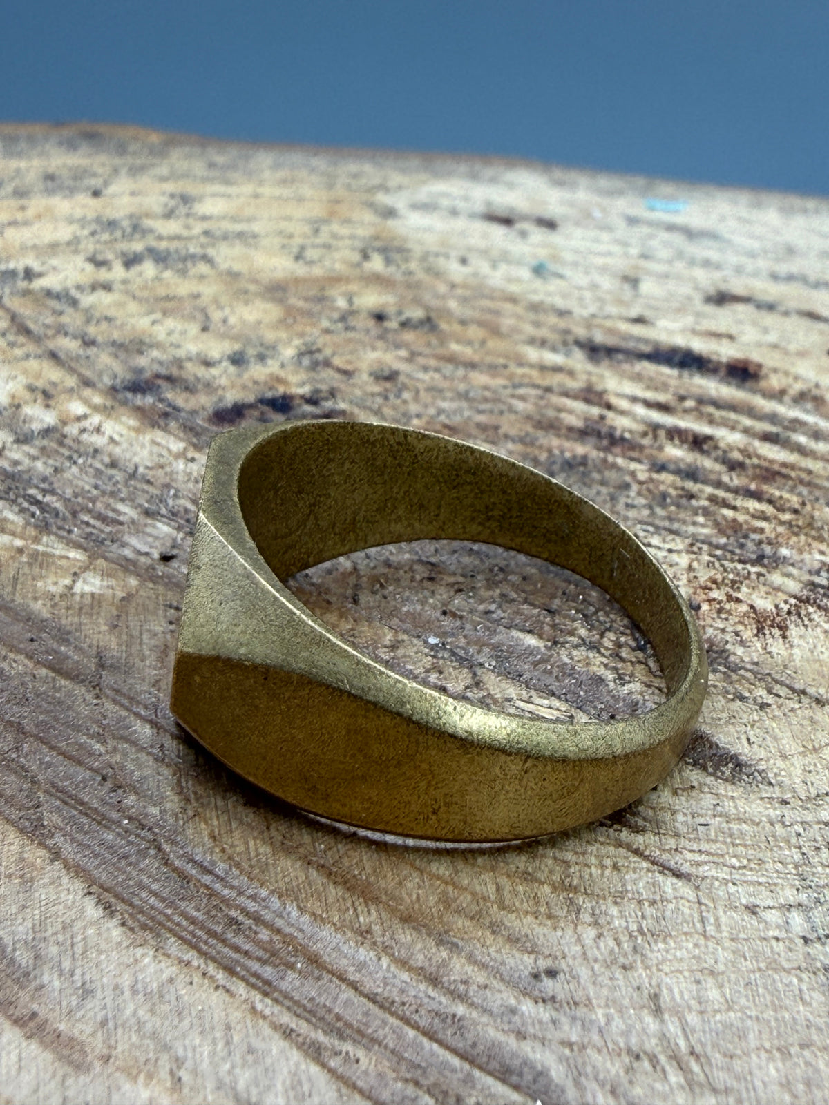 Antique Brass Monogram Signet Ring - Size Z