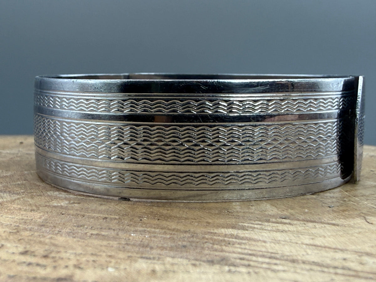 Vintage Engine Turned Hinged Bangle