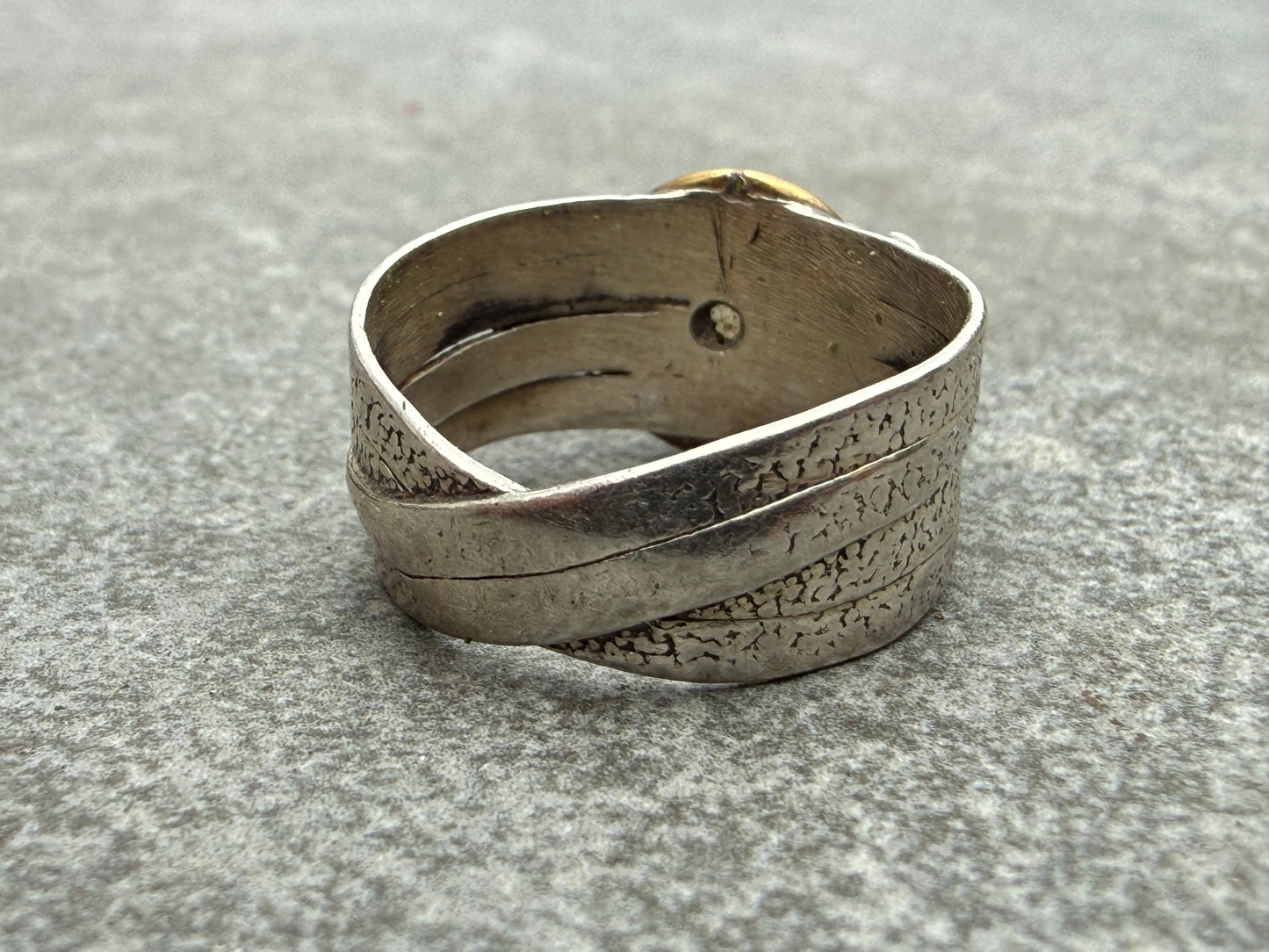 Vintage Artisan Sterling Silver & Brass Ring - Size R