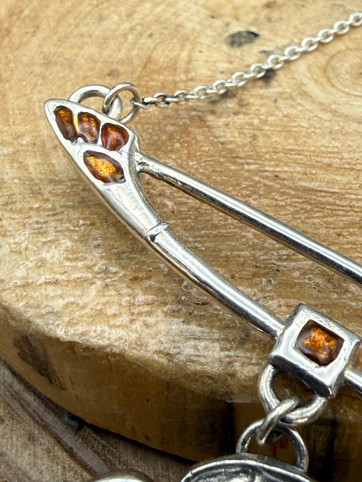 Art Nouveau Style Silver & Enamel Maiden Pendant Necklace