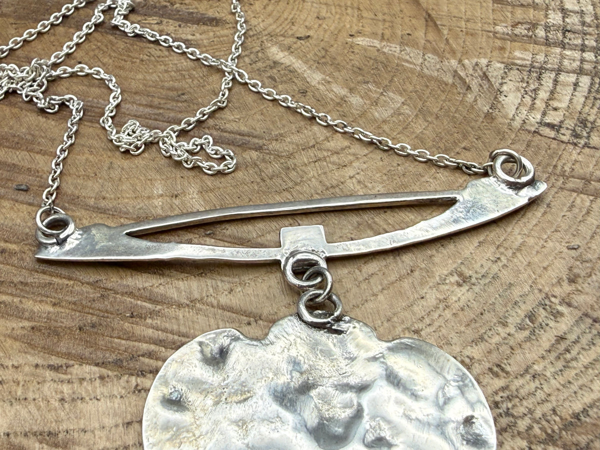 Art Nouveau Style Silver & Enamel Maiden Pendant Necklace