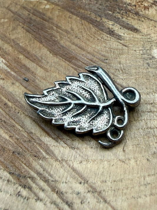 Small Silver Tone Leaf Brooch