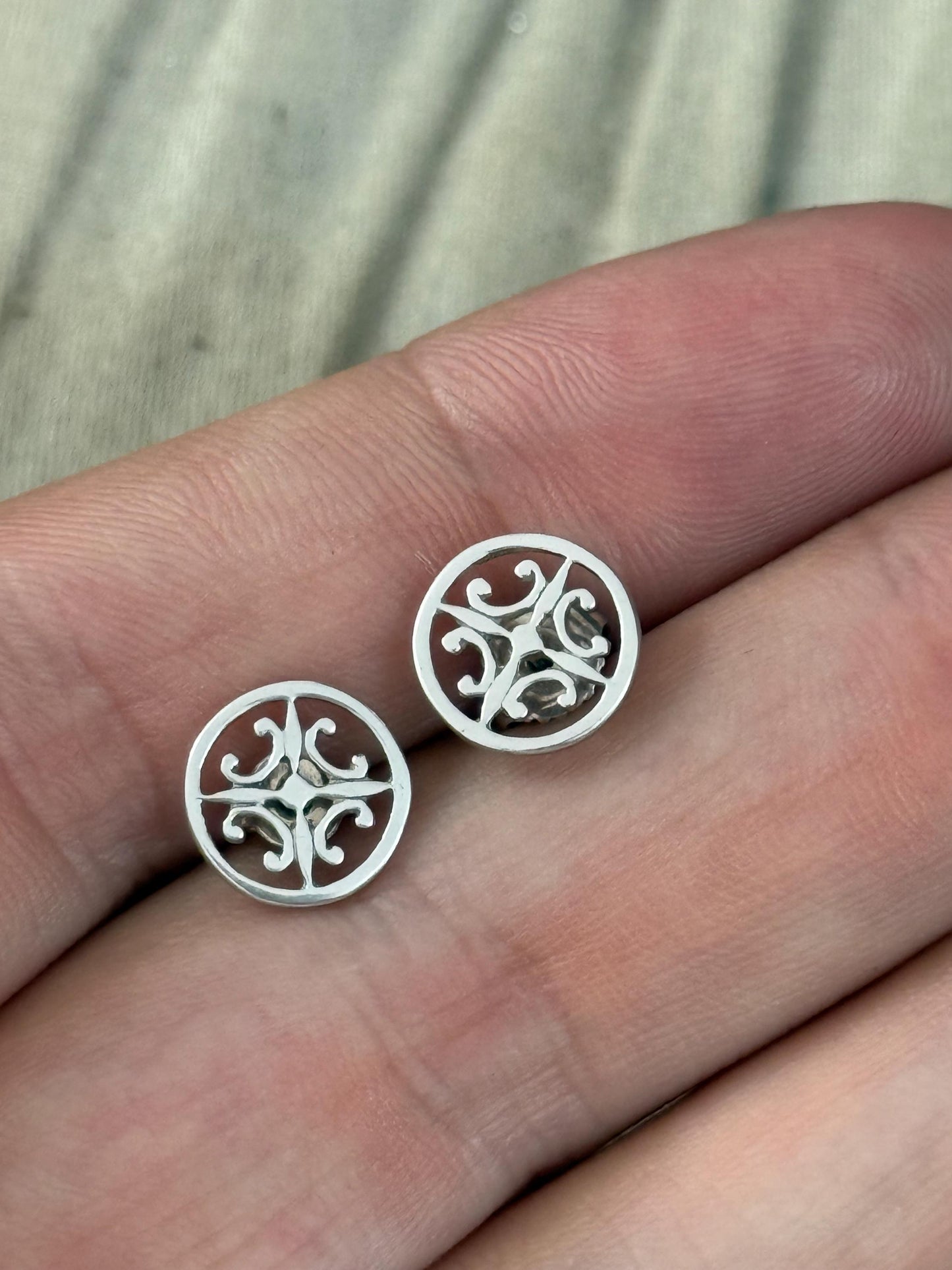 Vintage St Magnus Cross Earrings, Sterling Silver Scottish Celtic Studs