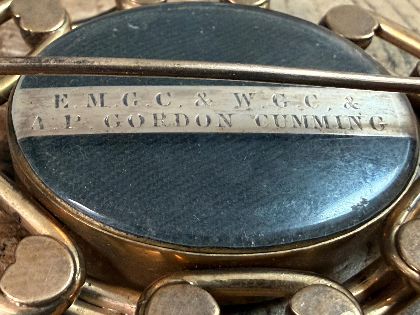 Scandalous Victorian Mourning Brooch, Aristocratic Gordon-Cumming