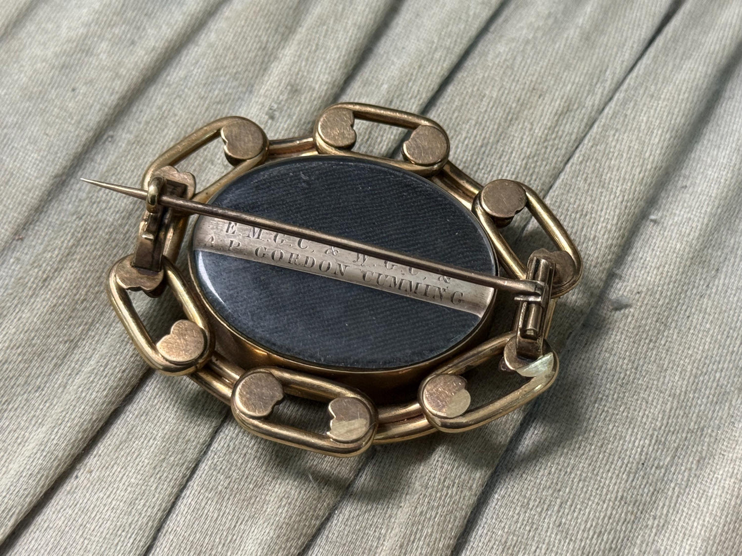 Scandalous Victorian Mourning Brooch, Aristocratic Gordon-Cumming