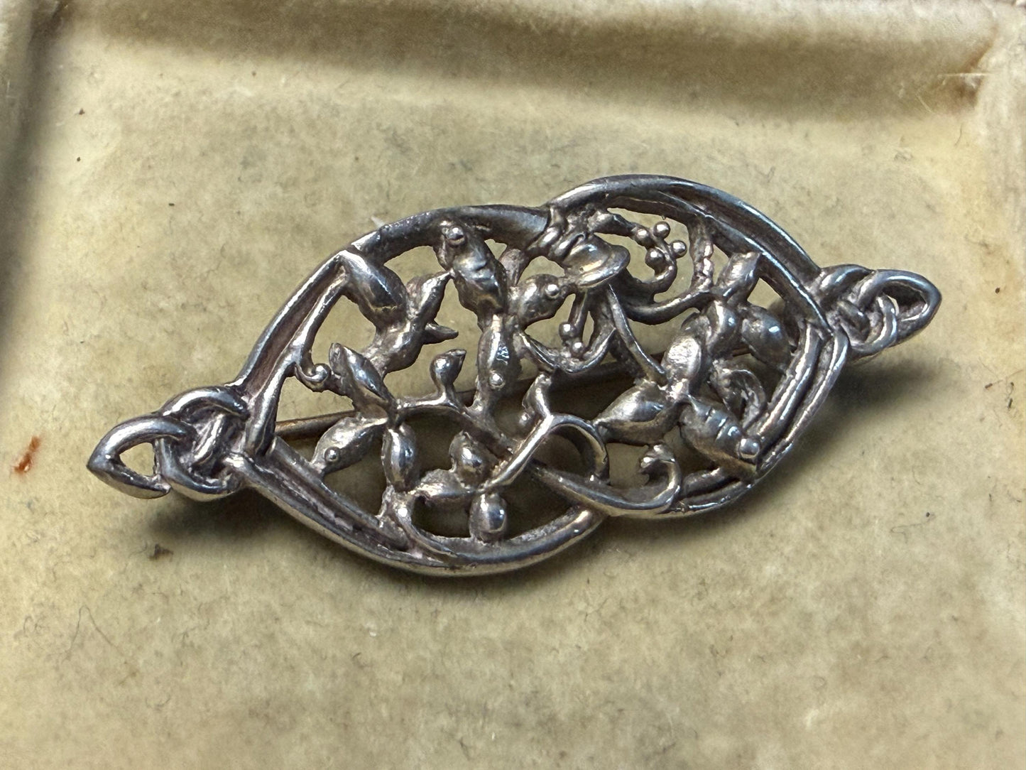 Art Nouveau Style Kit Heath Sterling Silver Brooch