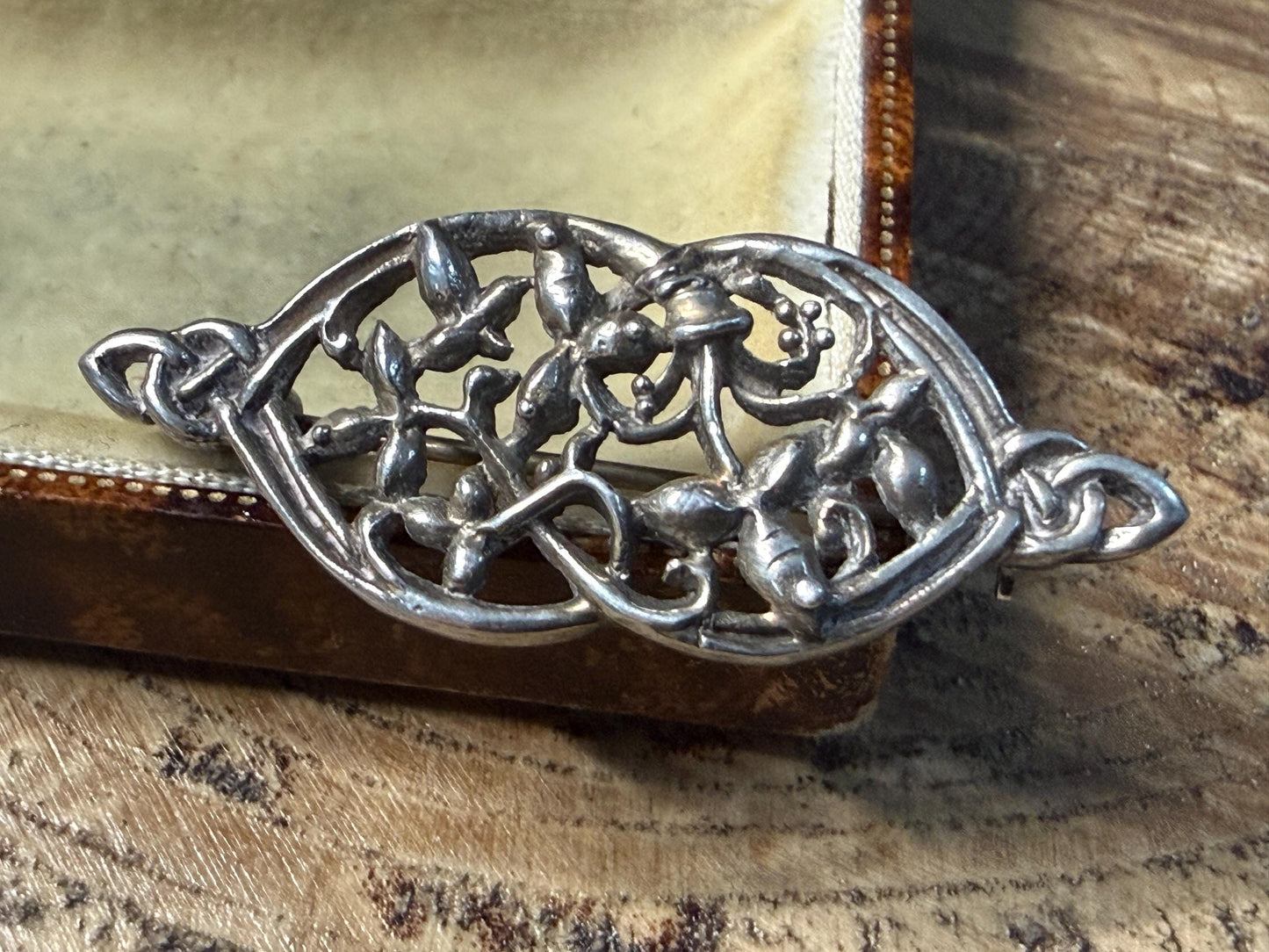 Art Nouveau Style Kit Heath Sterling Silver Brooch
