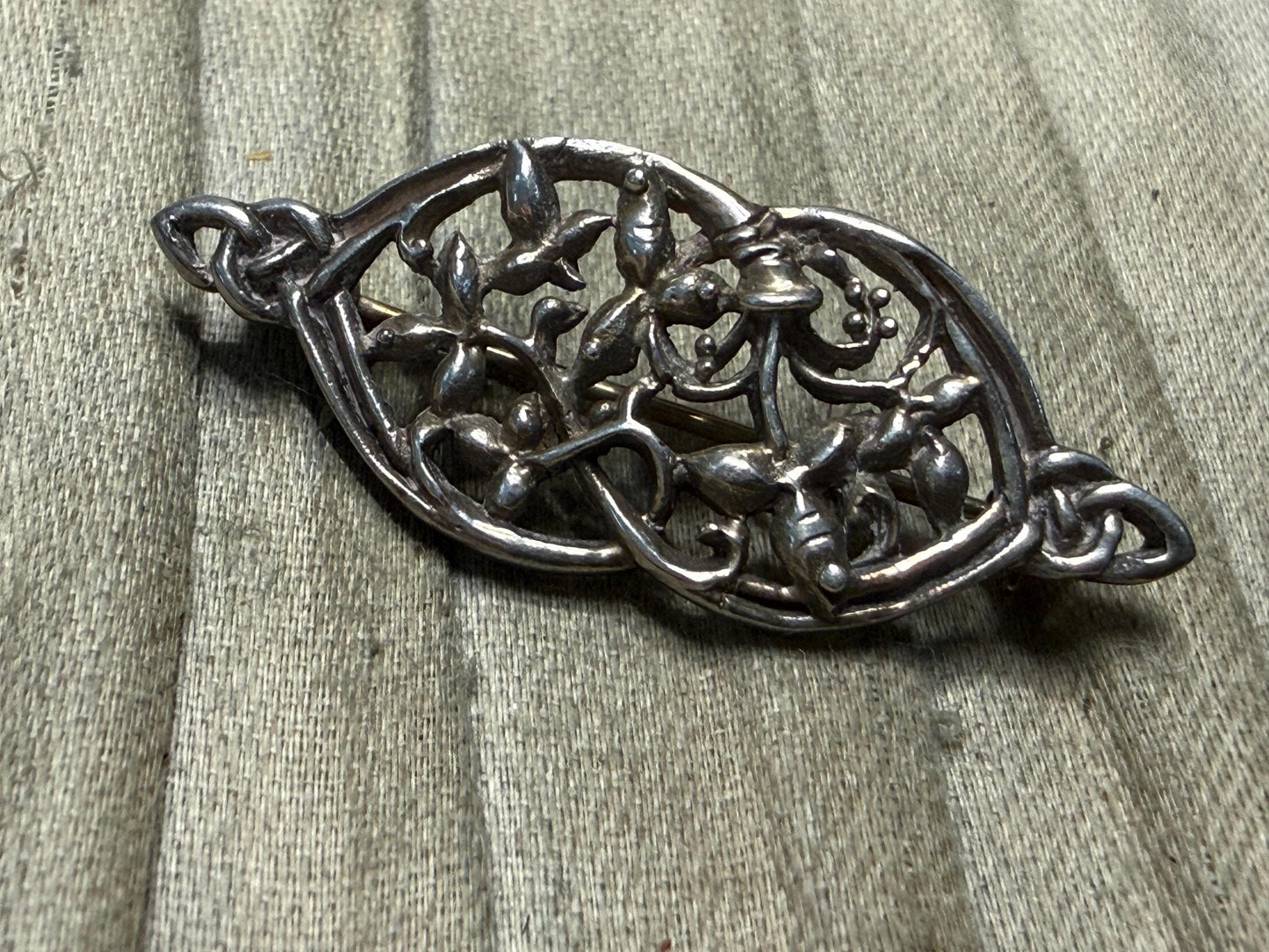 Art Nouveau Style Kit Heath Sterling Silver Brooch