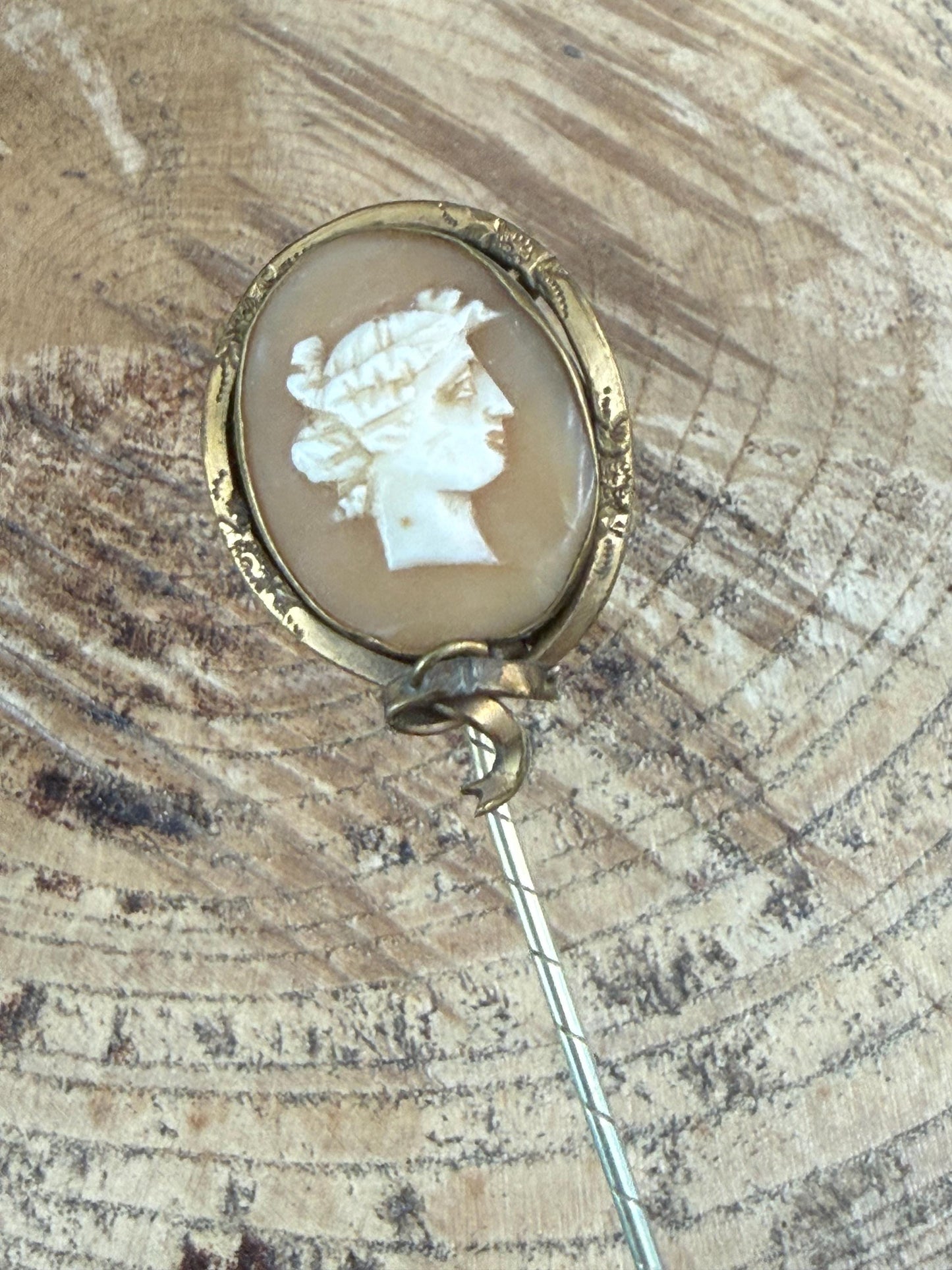 Antique Neoclassical Cameo Shell Stick Pin