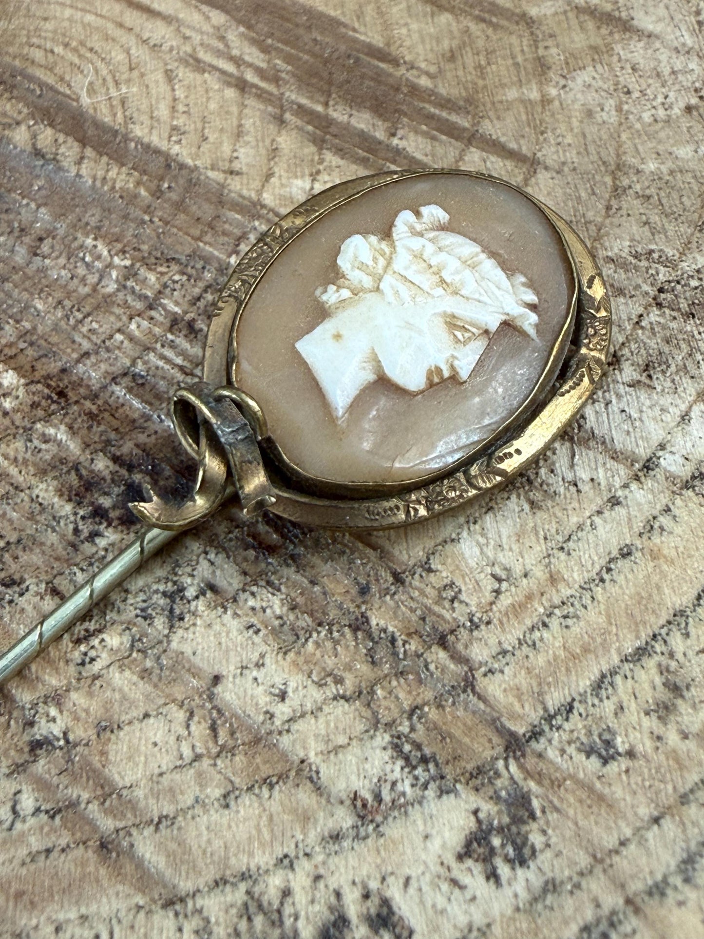 Antique Neoclassical Cameo Shell Stick Pin
