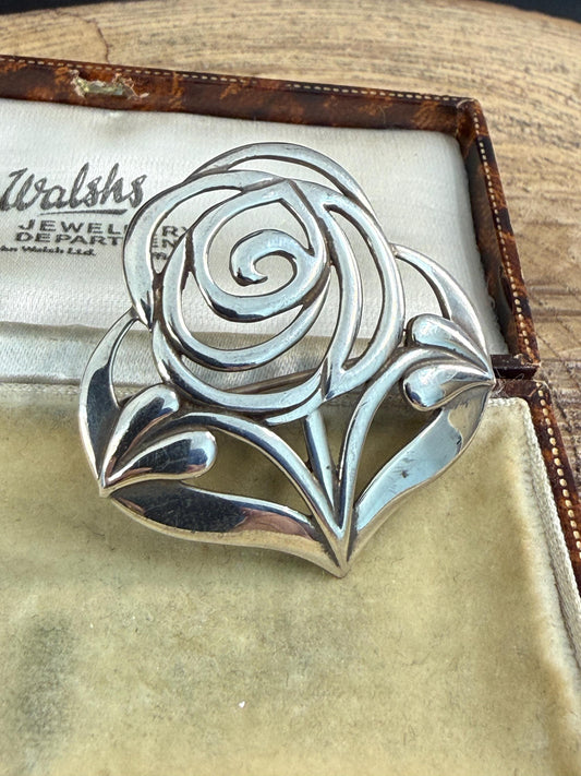 Vintage Sterling Silver Celtic Rose Brooch