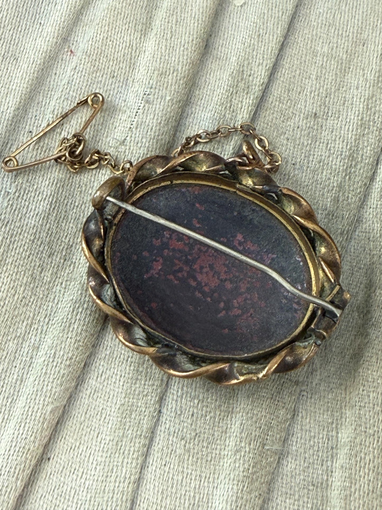 Victorian Enamel Handpainted Floral Brooch