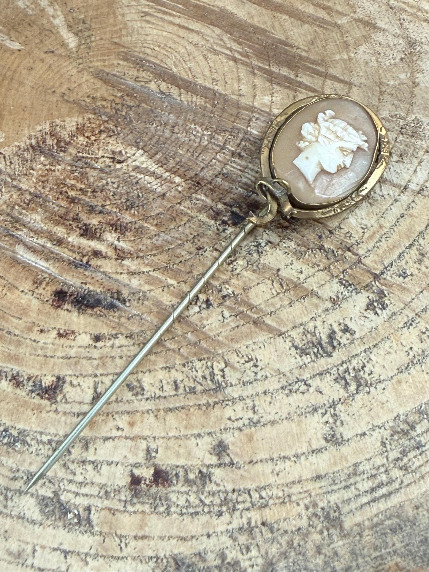 Antique Neoclassical Cameo Shell Stick Pin