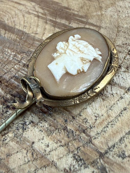 Antique Neoclassical Cameo Shell Stick Pin