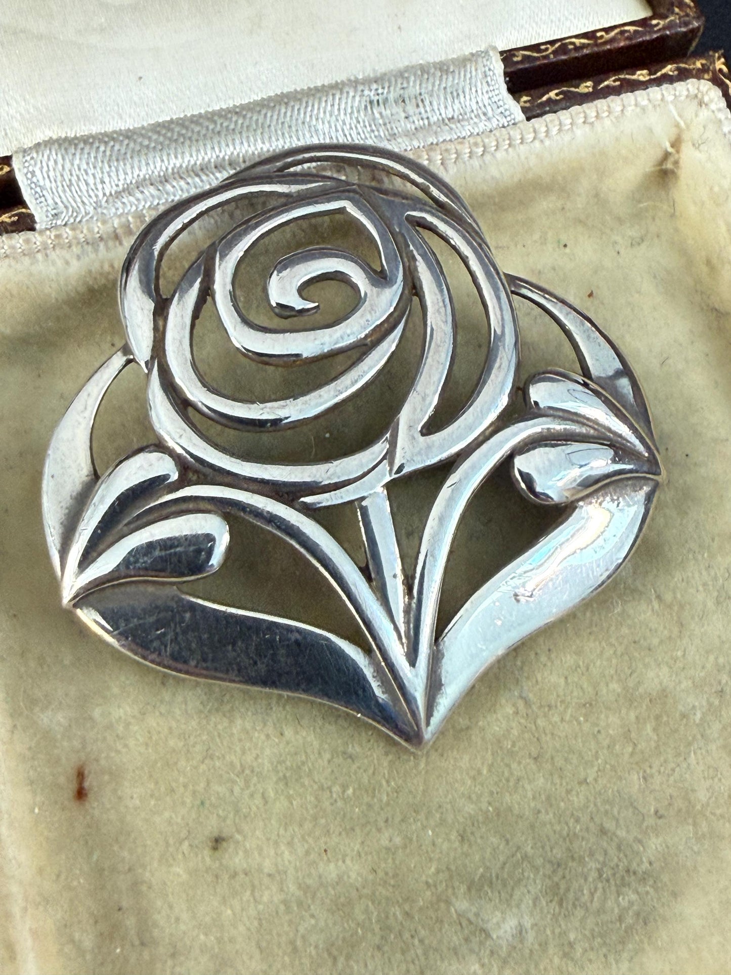 Vintage Sterling Silver Celtic Rose Brooch