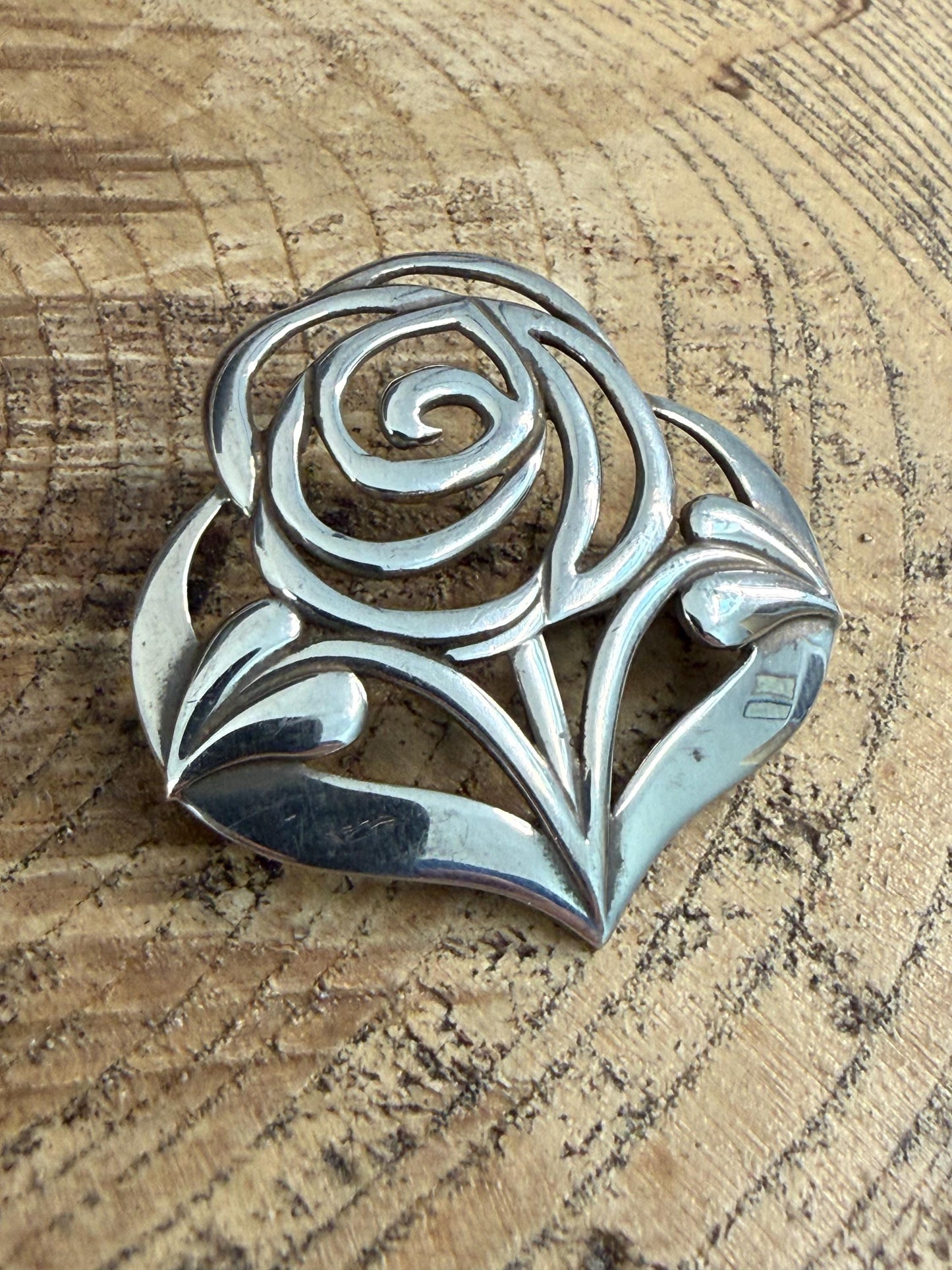 Vintage Sterling Silver Celtic Rose Brooch
