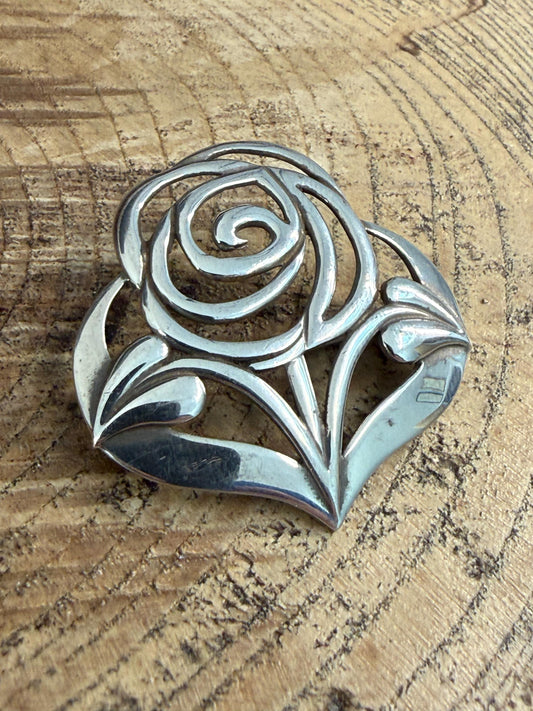 Vintage Sterling Silver Celtic Rose Brooch