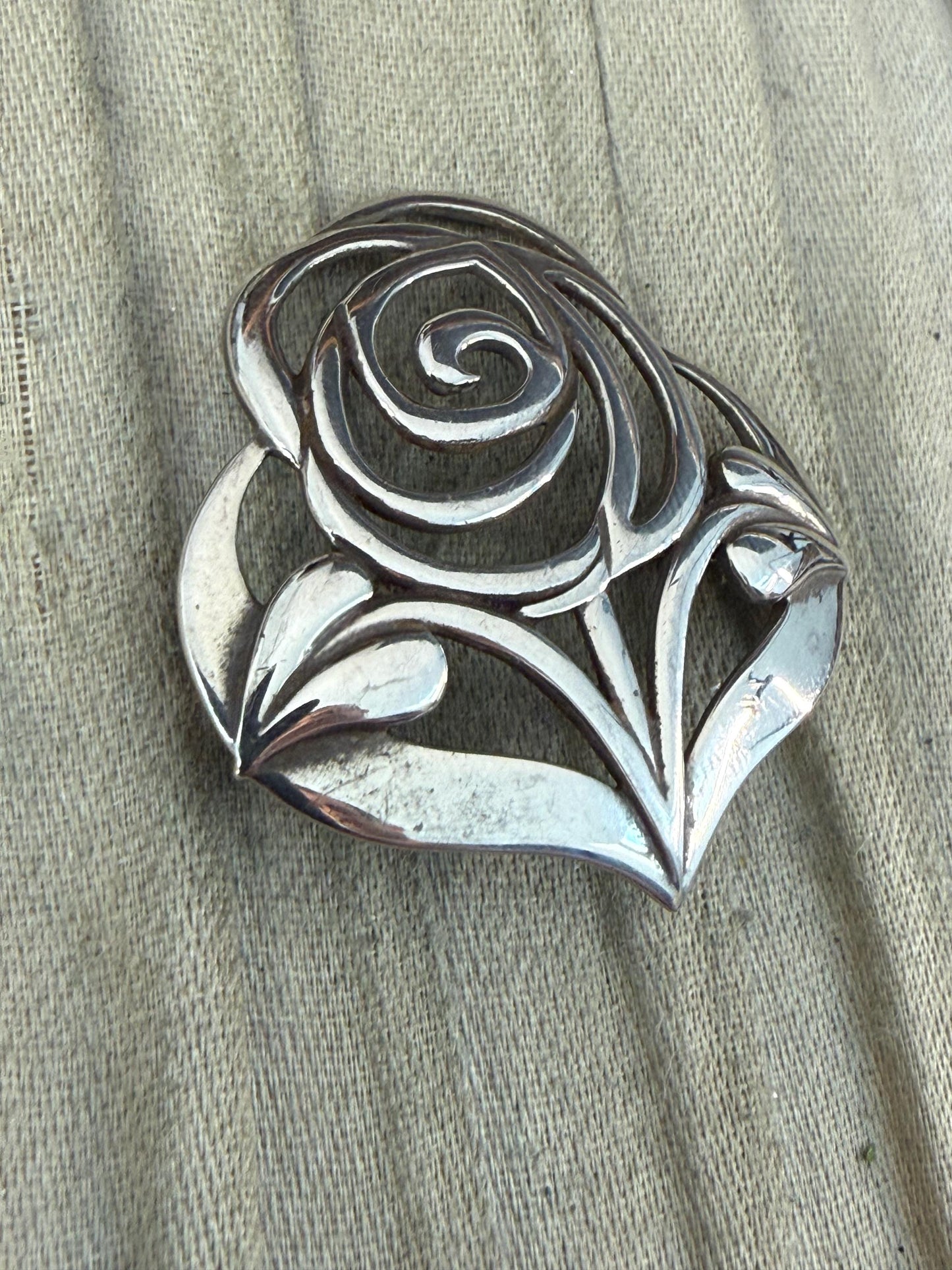 Vintage Sterling Silver Celtic Rose Brooch