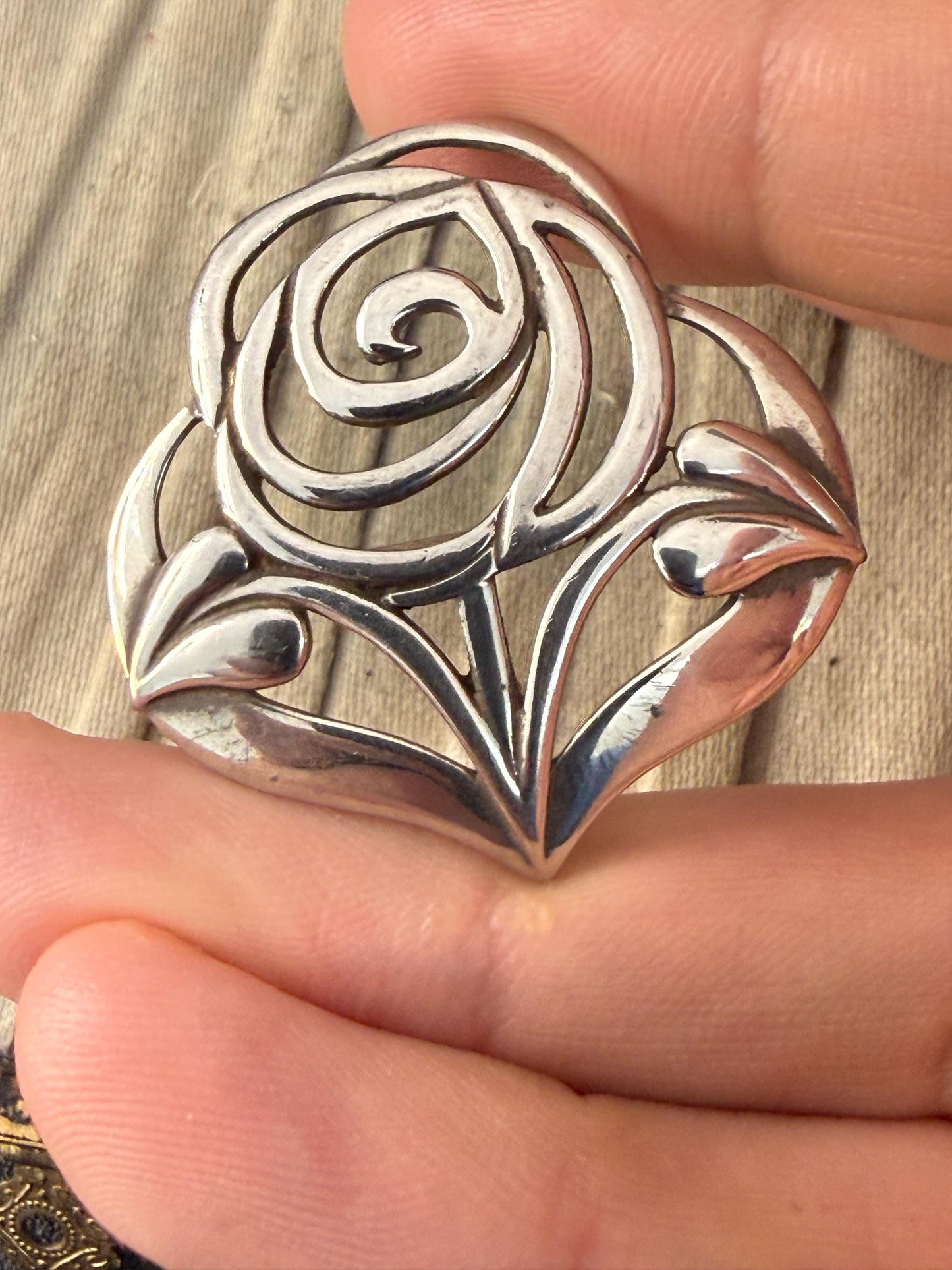 Vintage Sterling Silver Celtic Rose Brooch