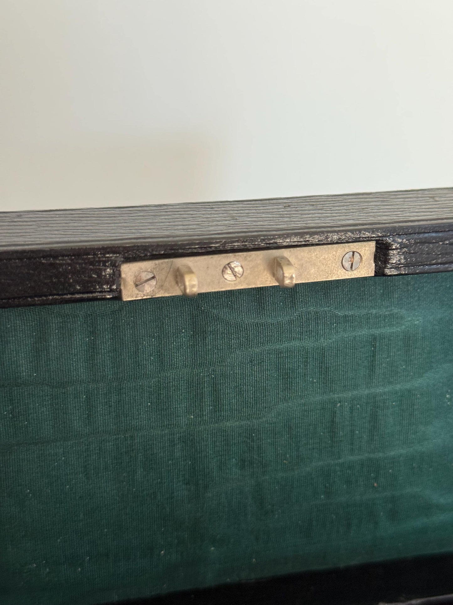 Antique Victorian Travelling Jewellery Box, Green Velvet