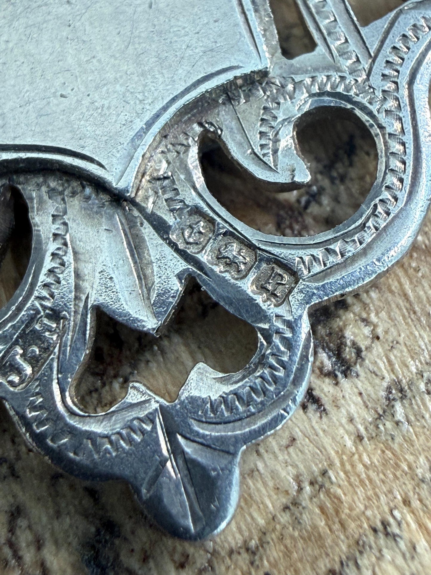 Antique Sterling Silver Watch Fob Medal With Empty Cartouche