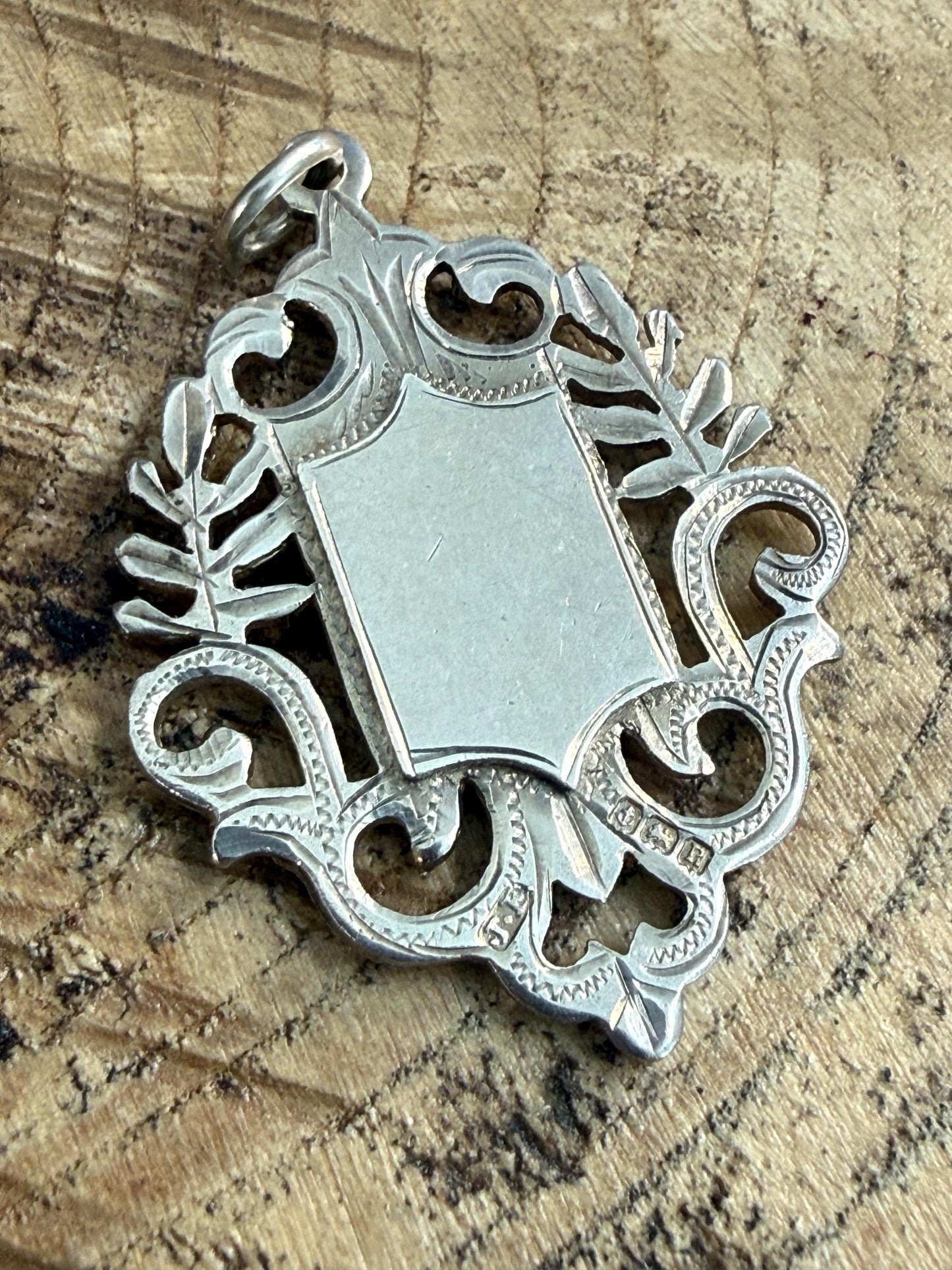 Antique Sterling Silver Watch Fob Medal With Empty Cartouche