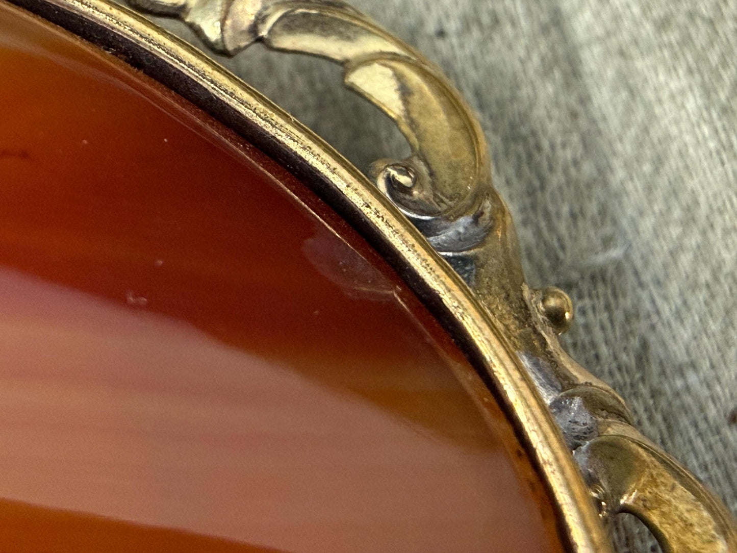 Antique Orange Banded Agate Brooch