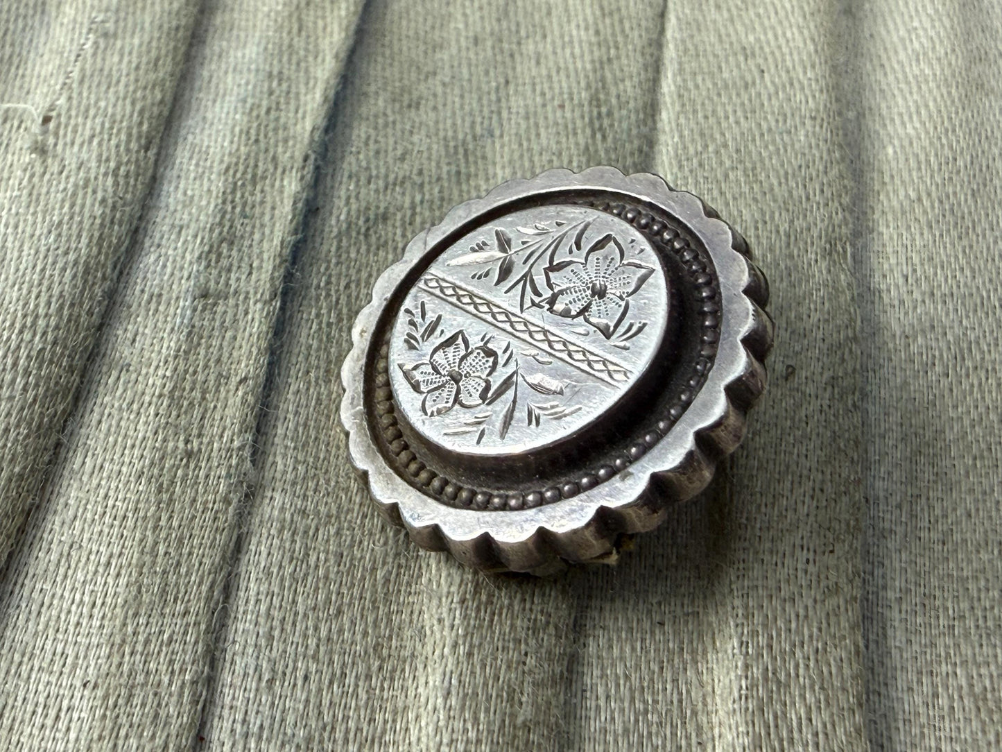Antique Victorian Floral Sterling Silver Brooch