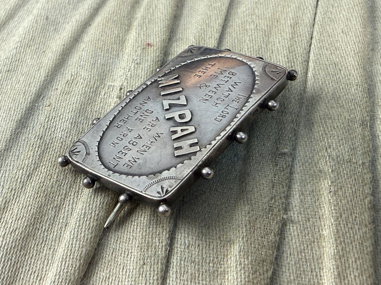 Antique Sterling Silver Mizpah Brooch, Victorian 1887