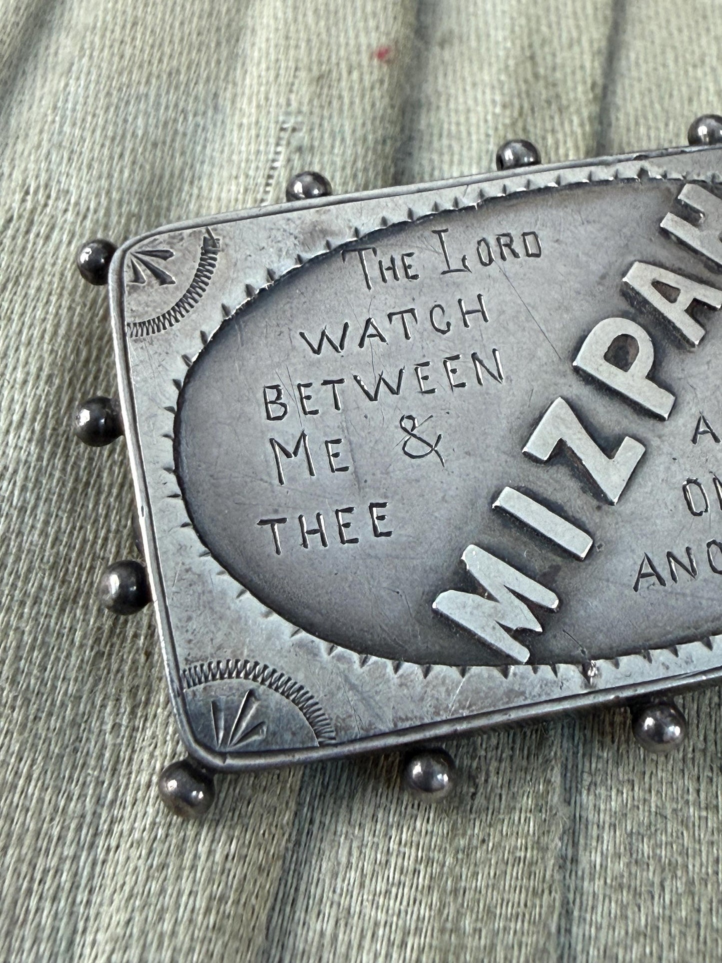 Antique Sterling Silver Mizpah Brooch, Victorian 1887