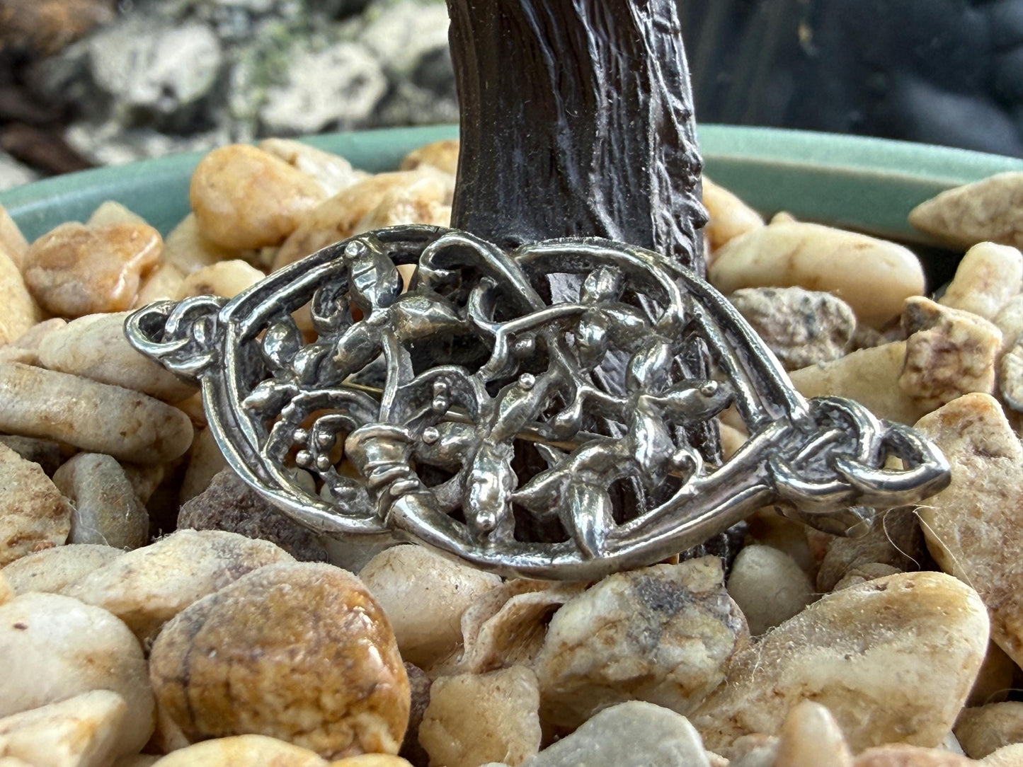 Art Nouveau Style Kit Heath Sterling Silver Brooch