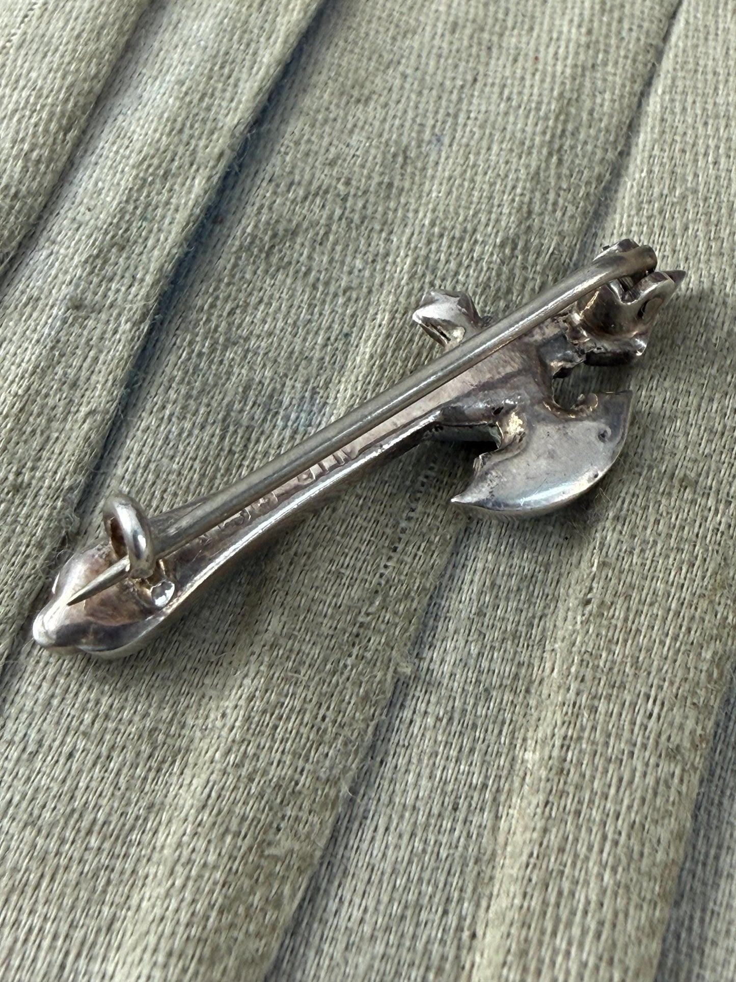 Antique Sterling Silver Scottish Axe Brooch