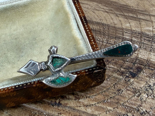 Antique Sterling Silver Scottish Axe Brooch