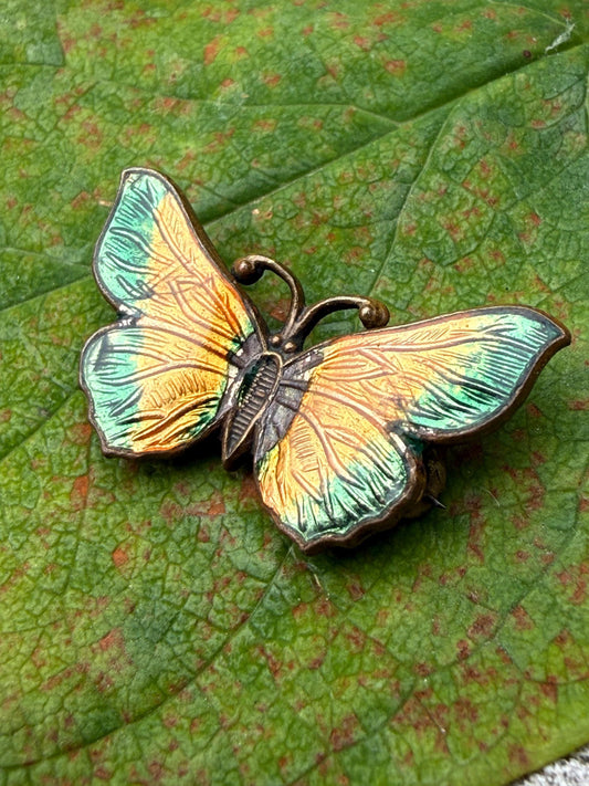 Antique Art Deco Enamel Butterfly Brooch