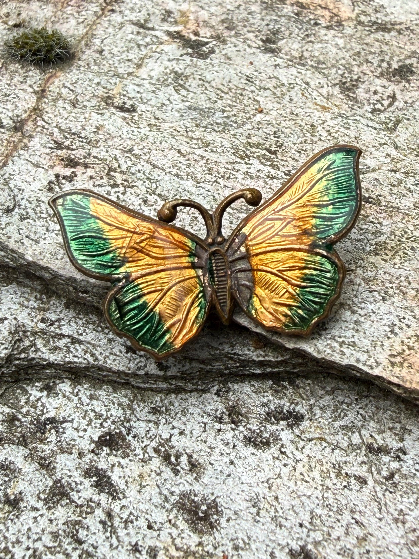 Antique Art Deco Enamel Butterfly Brooch