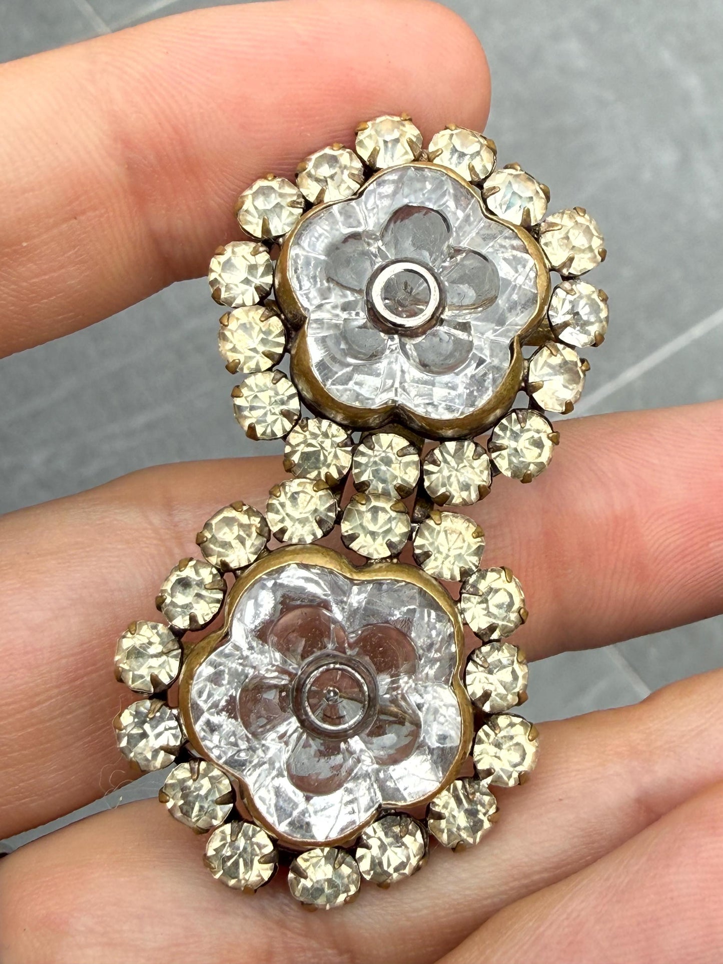 Antique Sparkly Paste Floral Victorian Buckle