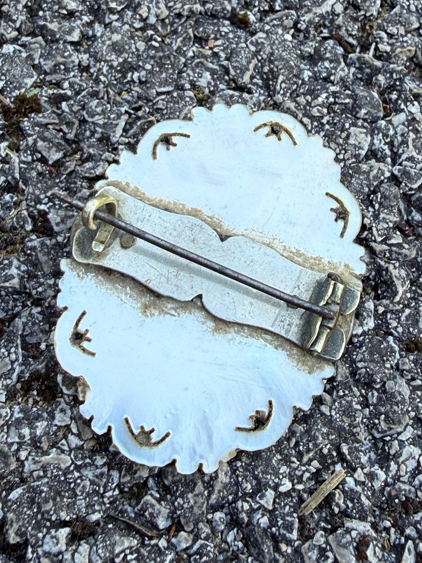 Antique Mother of Pearl Hand Carved Cameo Brooch