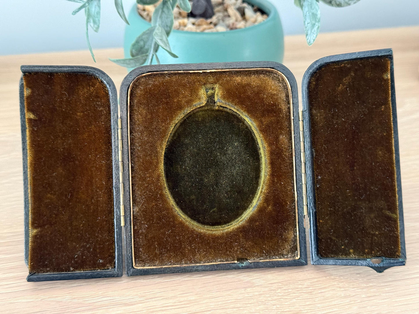 Antique Miniature Portrait, Victorian Boy in Travel Case