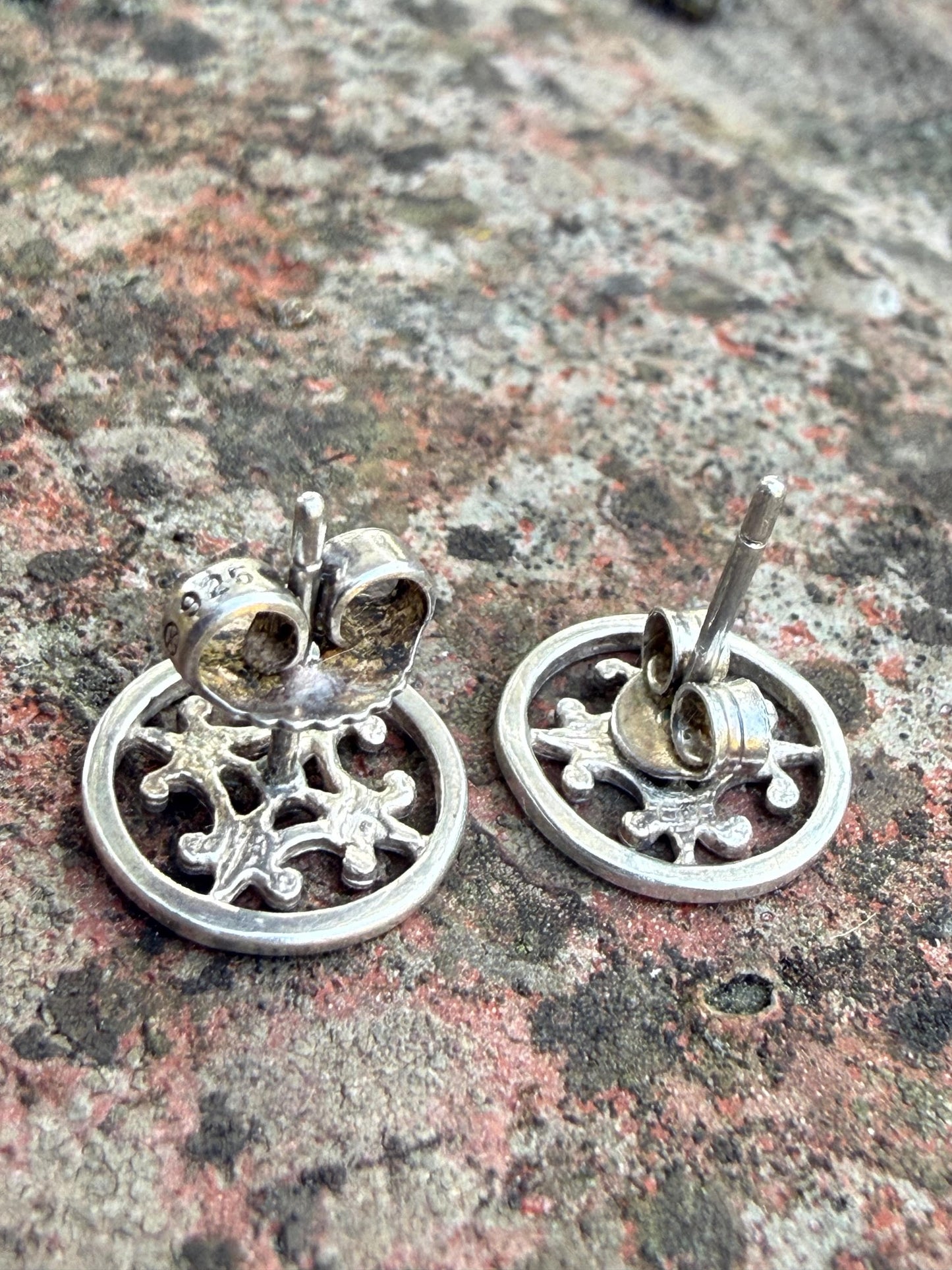 Vintage St Magnus Cross Earrings, Sterling Silver Scottish Celtic Studs