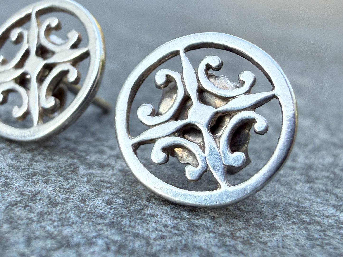 Vintage St Magnus Cross Earrings, Sterling Silver Scottish Celtic Studs
