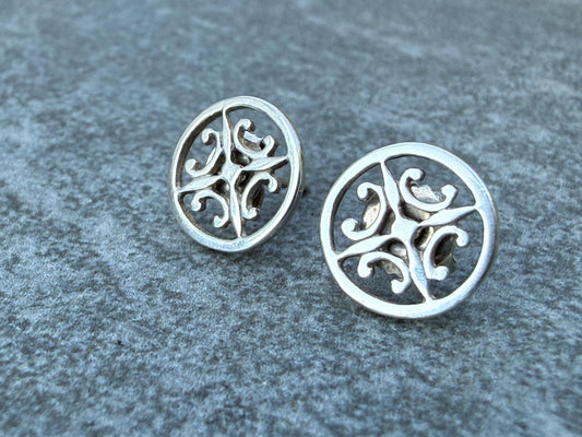 Vintage St Magnus Cross Earrings, Sterling Silver Scottish Celtic Studs