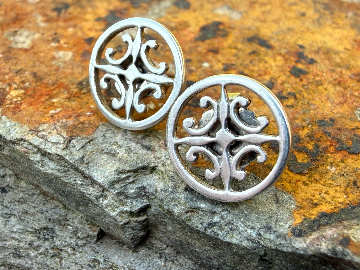 Vintage St Magnus Cross Earrings, Sterling Silver Scottish Celtic Studs