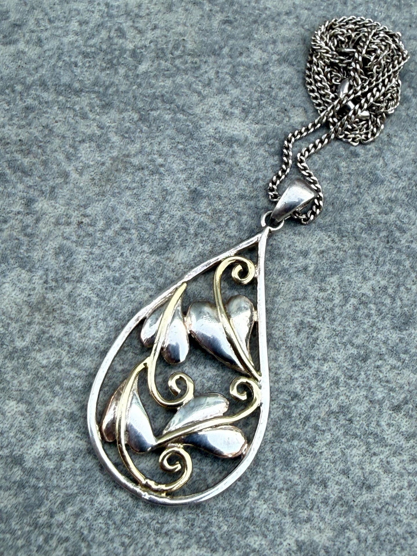Vintage Vine Leaf Sterling Silver Necklace