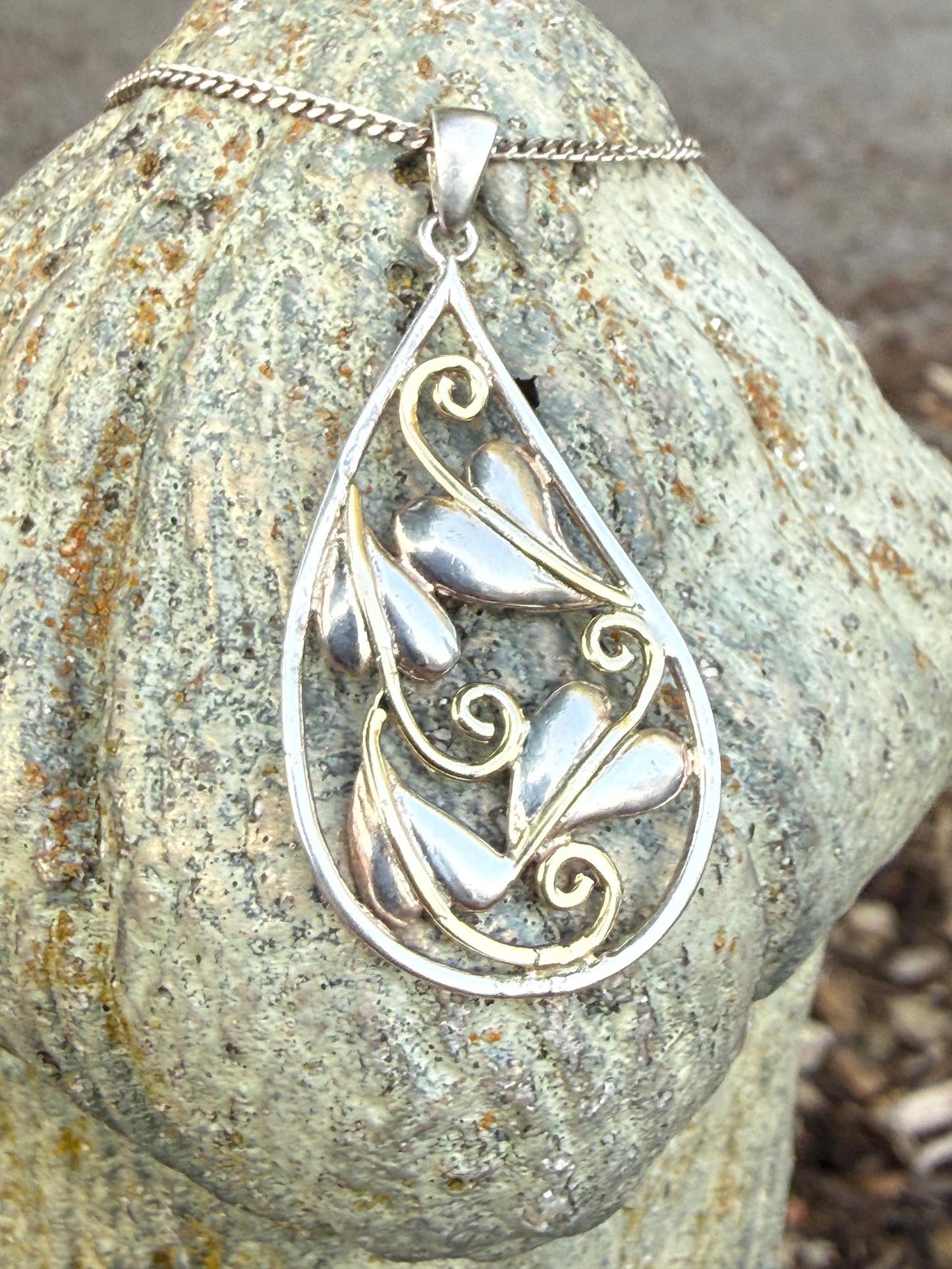 Vintage Vine Leaf Sterling Silver Necklace