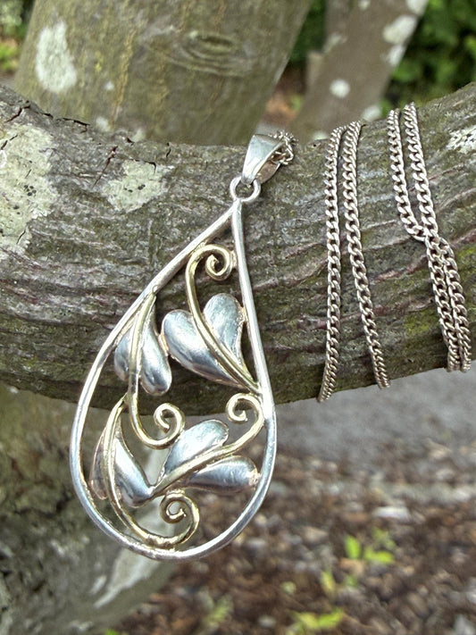 Vintage Vine Leaf Sterling Silver Necklace